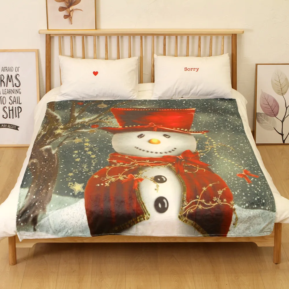 OUNEED Merry Christmas одеяла из фланелевой ткани диван кровать одеяло 70x100 см супер мягкий теплый снеговик шаблон Одеяло Обложка#45
