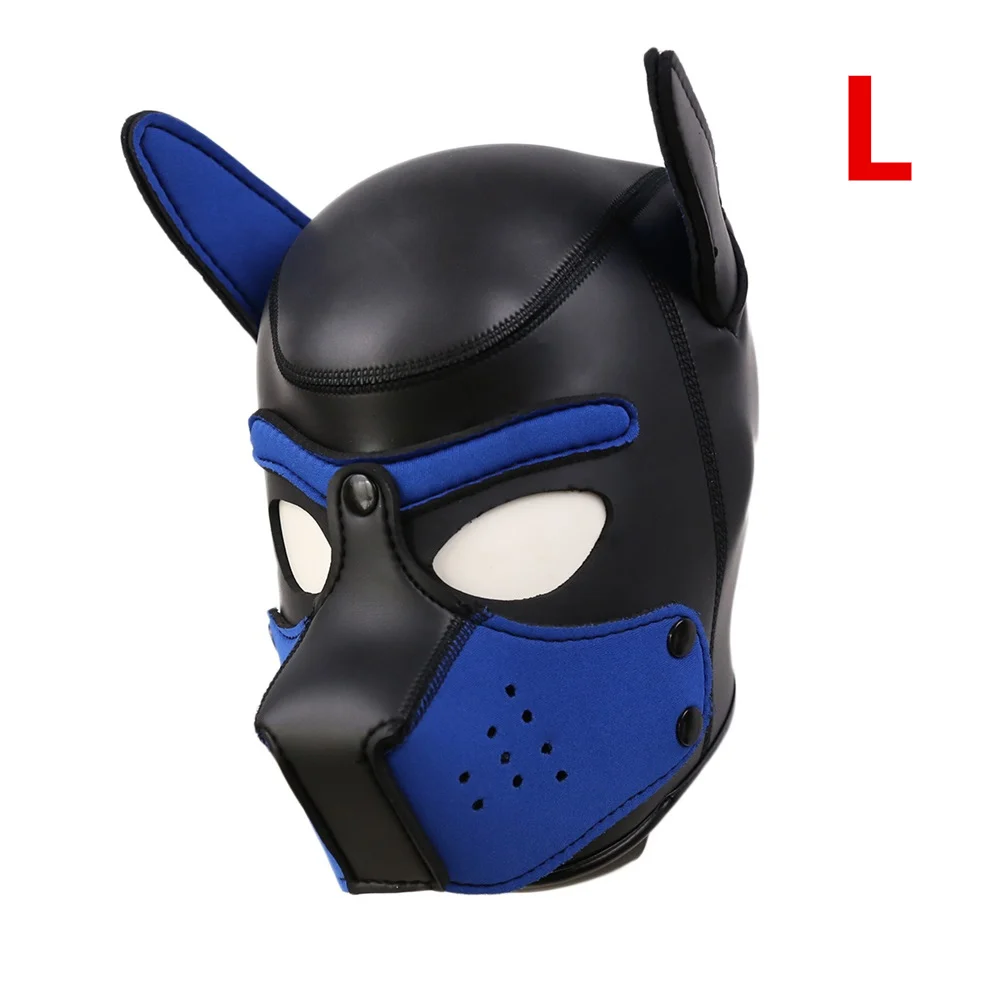 Blue L 10 цветов M/L Сексуальная маскарадная ролевая маска для собаки на всю голову мягкая латексная резиновая маска для щенка - Цвет: Blue L