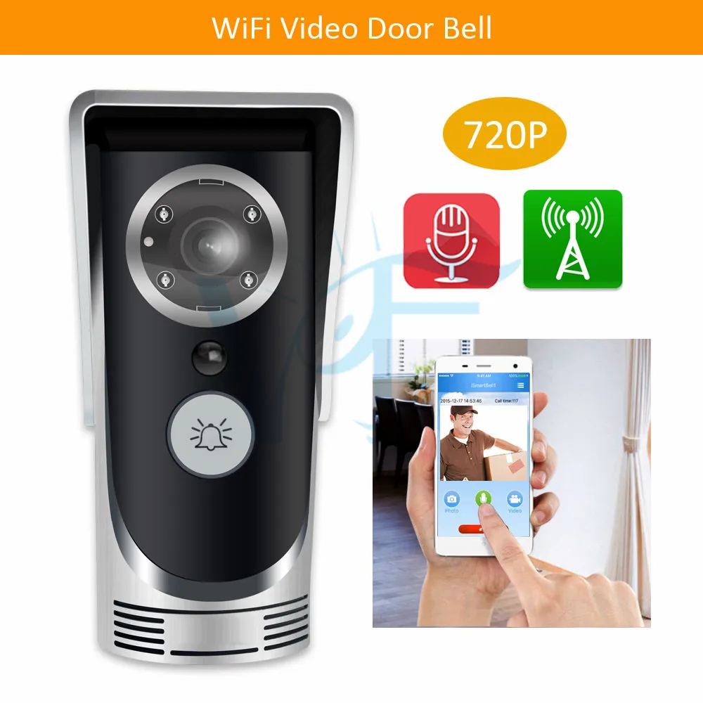 2 sztuk/partia srebrzysty wifi wideo dzwonek z wodoodporną obudową bezprzewodowa kamera domofon dwukierunkowy audio domofon dla home office shop