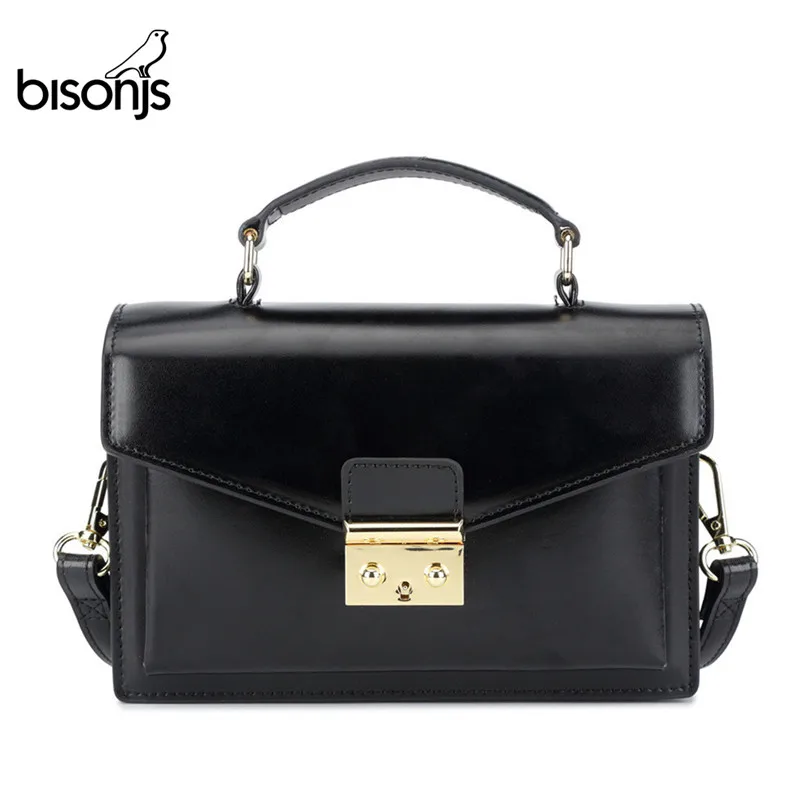 Best BISON DENIM Leather Women Handbag Luxury Handbags Women Bags Designer Vintage Satchels Female Shoulder Bag bolsa feminina B1398