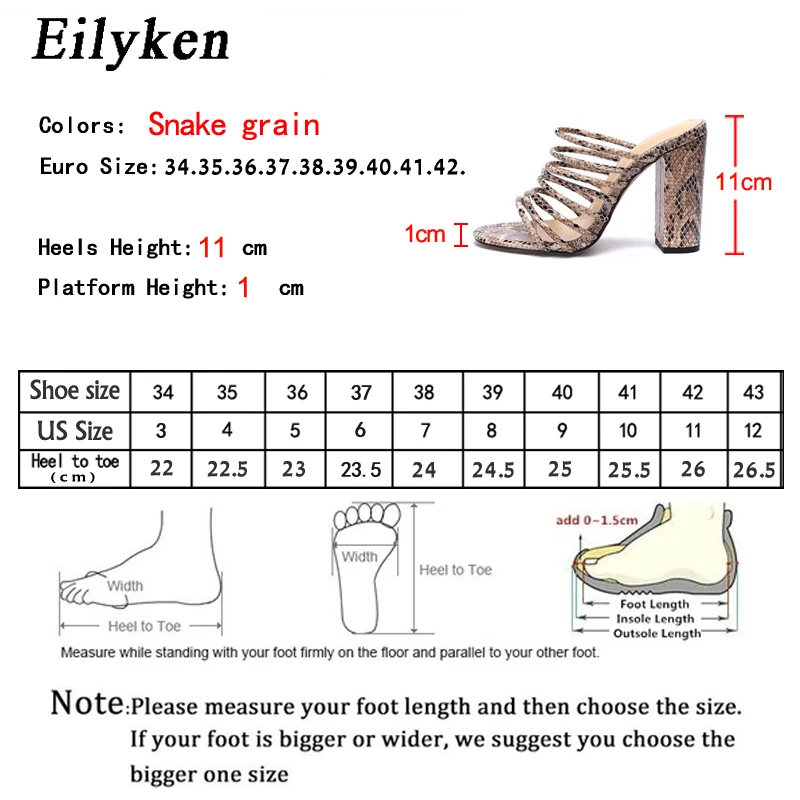 EilyKen/высокое качество; Змеиный узор; модные шлепанцы из искусственной кожи с открытым носком на толстом каблуке; сандалии-гладиаторы в римском стиле