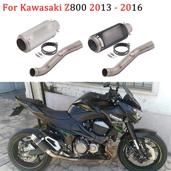 

Motorcycl Exhaust Slip On For Kawasaki Z800 2013 - 2016 Z 800 Carbon Fiber Muffler Escape Modified Connection Middle Link Pipe