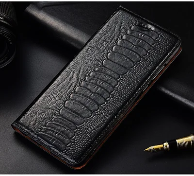 Black Кожаный флип-чехол для телефона с когтями страуса для Meizu Note 9, чехол для телефона Meizu Note 8, чехол для телефона с подставкой - Цвет: Black
