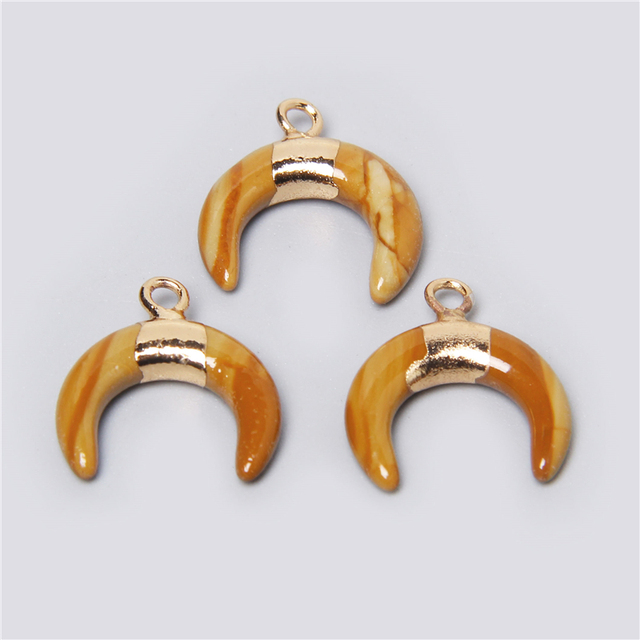 Unique Horn Shape Pendant Natural Stone Lapis Lazuli Aventurine Pink Rose Quartzs Pendants For Necklace Bracelet Handmade