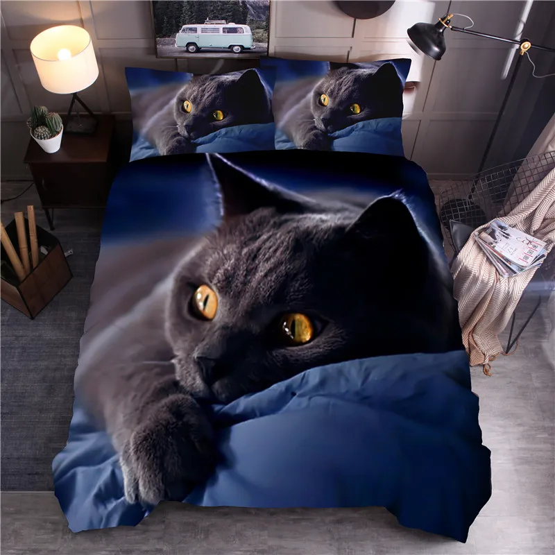 

Black Cat Printed Bedding Set Printed Duvet Cover Sets Queen King Quilt Cover Bed Linen