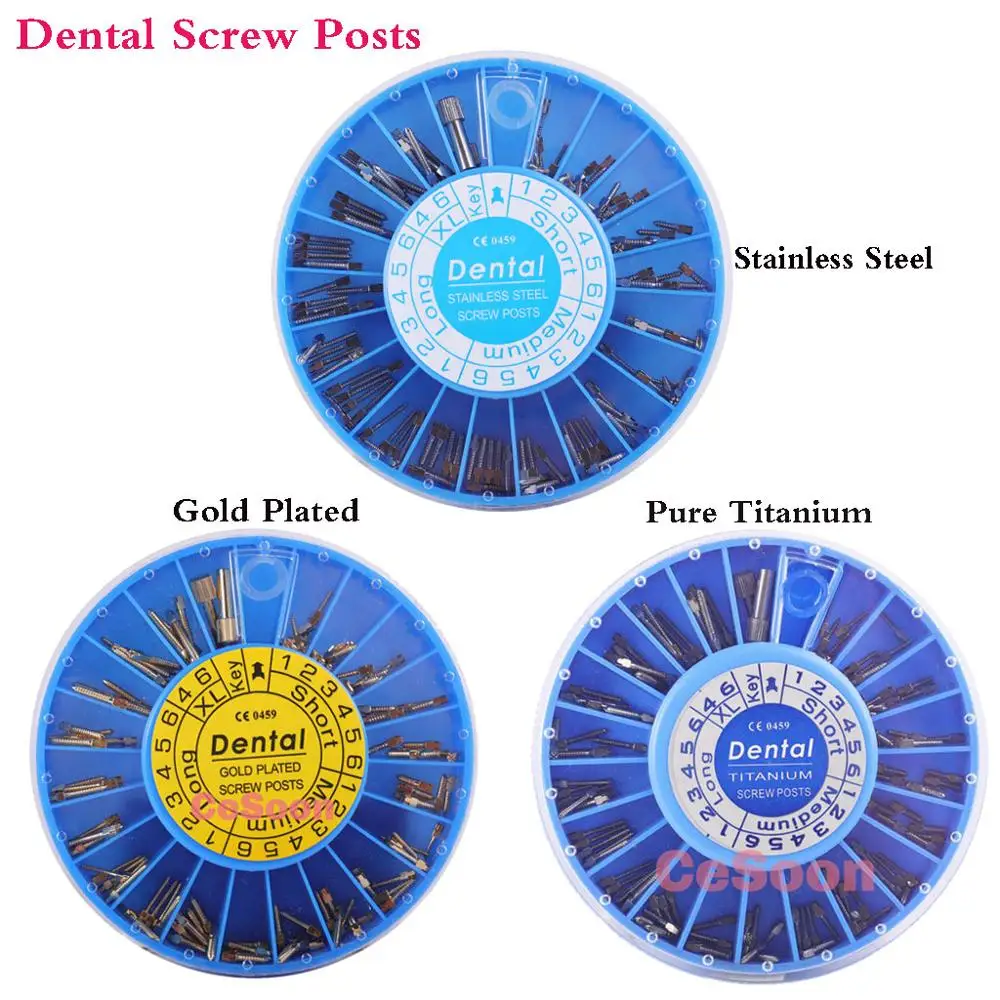 

Cesoon Dental Endodontic Conical Screw Posts Kits Refills Stainless Steel Silver Gold Plated Pure Titanium Assorted Dentist Tool