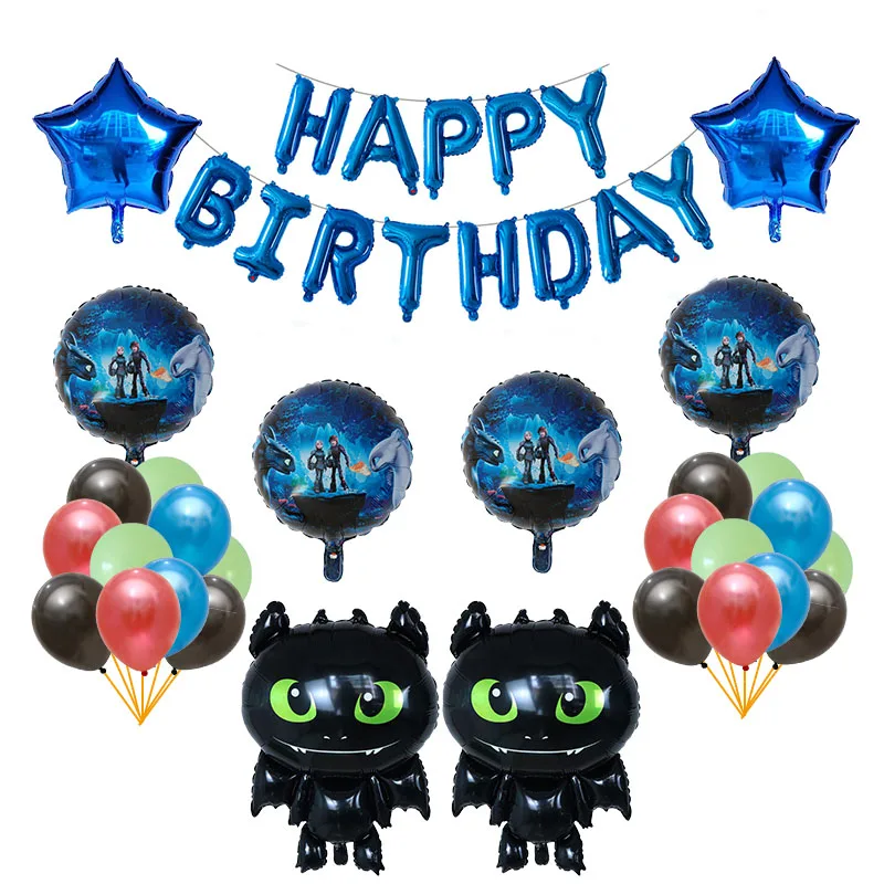 

1set How to Train Your Tooth Balloons Black Dragon Toothless Ball Ceremony Birthday Party Baby Boy Theme Hero Decoration Toys