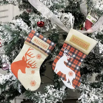 

2021 New Year Gifts Bag Christmas Stocking Christmas Decorations For Home Hanging Gift Socks Tree Decoration DIY Supplies