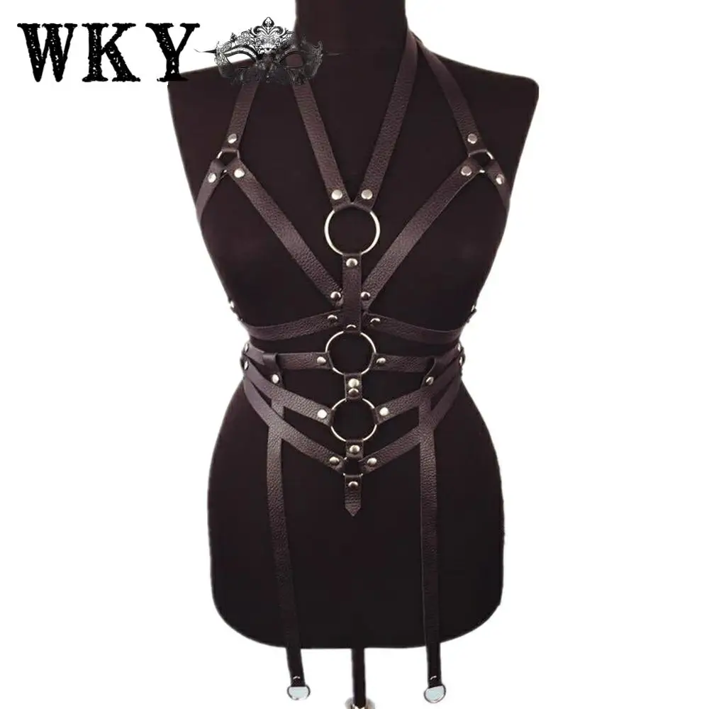 

Punk Leather Harness Body Jartiyer Sexy Garter Belt Harajuku Women Bundle Adult Fetish Bondage Harness Chest Suspender Arnes