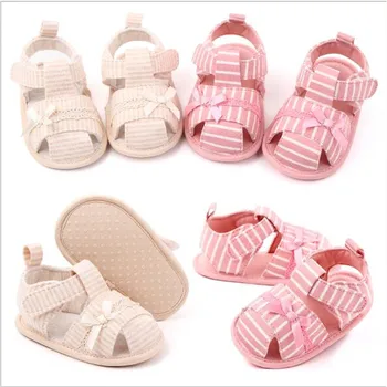 

2020 New Baby Cotton Shoes Lovely Striped Infants First Walkers Fashion Summer Newborn Girls Princess Shoes