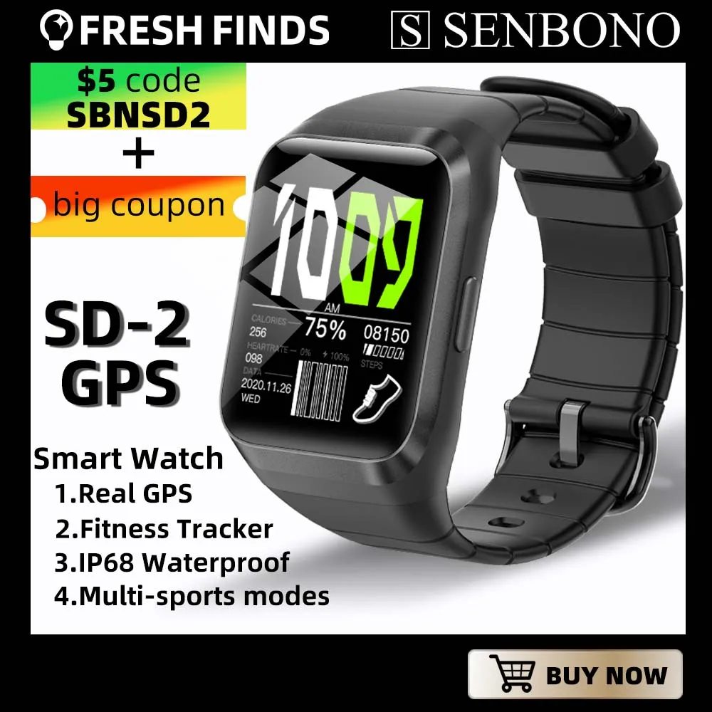 Смарт-часы SENBONO GPS-трекер водостойкие IP68 | Электроника