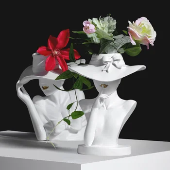 

Creative European-style Floral Ceramic Bust Portrait Flower Pot Home Desktop Furnishings Nordic Decorative Flower Arrangement