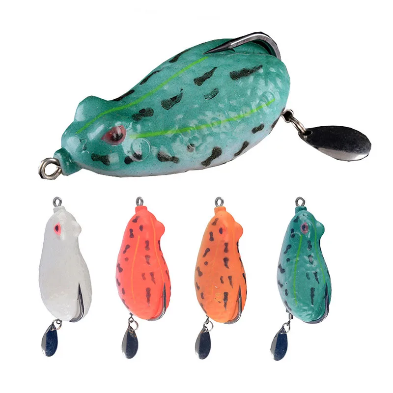 

Sea Fishing Lures Bionic Bait Artificial Toad Soft Bait Wobbler 4Colors 6cm/18g With High Carbon Double Hook Sequins 3D Eyes