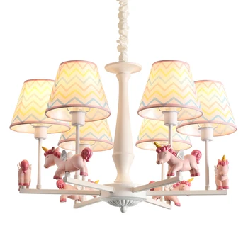 

American Study Simple Hanging Lamp Children's Room Baby Bedroom Chandelier Lighting Nordic Creative Cartoon Pegasus Chandelier