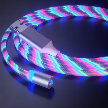 

1M/2M LED Glow In Night Magnet Charging Cable 2.4A Fast Charging Android Micro USB Type C Lightning Cable Phone Data Cable