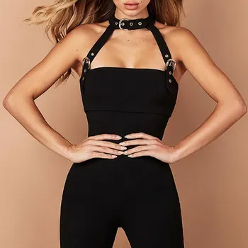 

Spring And Summer Women's New Halter Chain Temperament Sexy Black Jumpsuit 2020