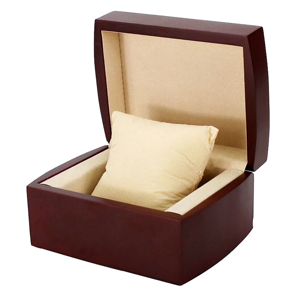 Vintage Wine Red Single Slots Wooden Watch Storage Box With Protective Removable Cushion for Jewelry Wristwatch