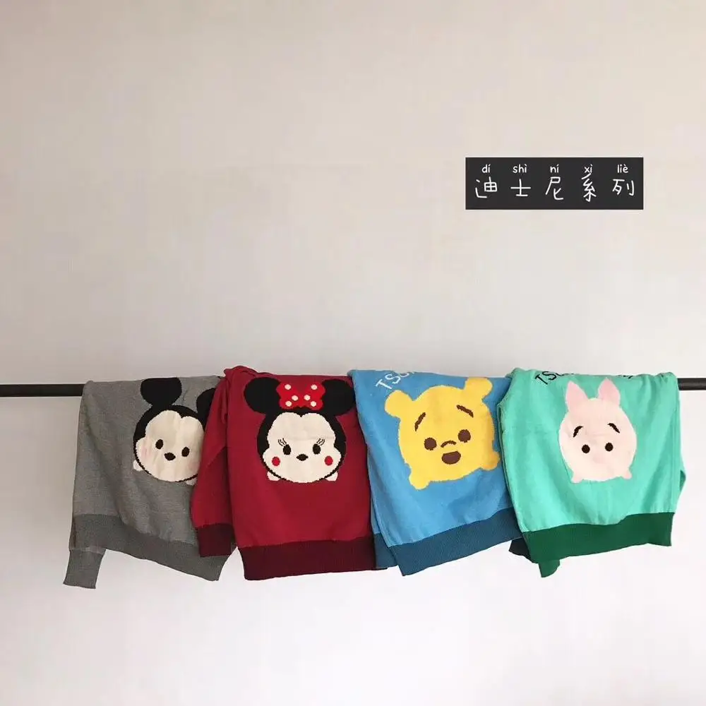 

Disney Spring and Autumn Children Mickey Mouse Sweater Knit Color Matching Boy Sweater Cartoon Minnie Mouse Girl Sweater