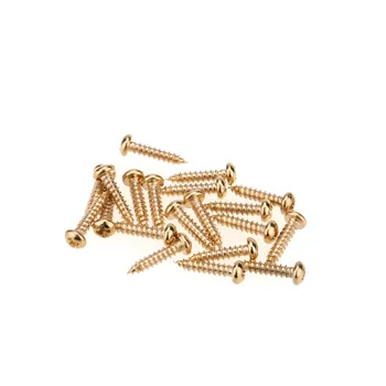 

Musiclily Pro 2.1x10mm Metal Phillips Tuners Mounting Screws for Guitar Machine Heads Tuning Pegs, Gold (Set of 20)