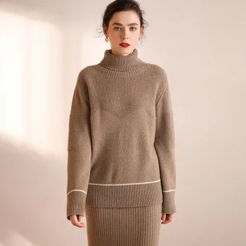

Long Sleeve Turtleneck Female Autumn Winter Pullover Warm Thickening Women's Sweater Knitting Jumper Women Sweater 100% Cashmere