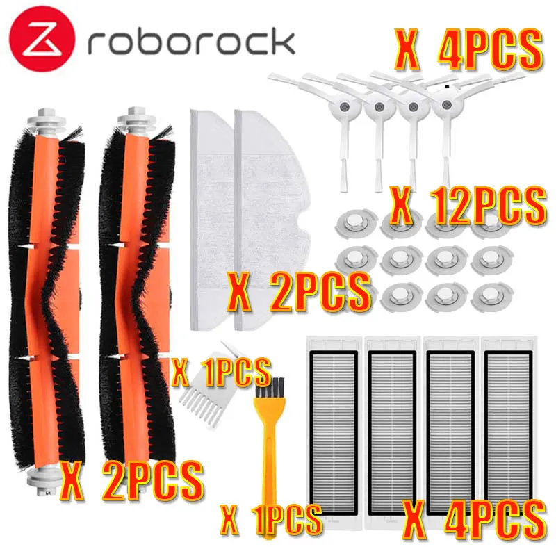 26PCS Наборы Аксессуаров Для xiaomi Roborock S50 S51 E25 S5 E20 C10 Roborock Робот Запчасти Швабра тряпки фильтр боковая щетка рулон щетка - Цвет: 26PCS