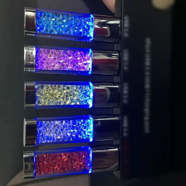 Blue Light & Crystal USB Flash Pen Drive Memory Disk Pen drive 2.0 (over 10pcs Free Logo)