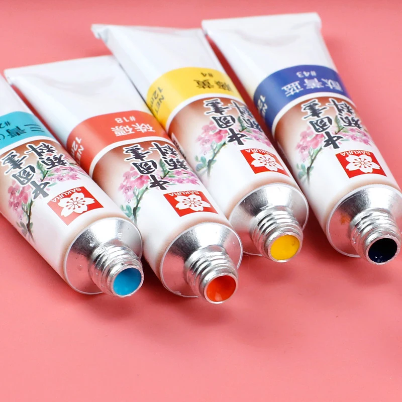 SAKURA 12/18/24 Colors Chinese Painting Pigments Set Painting Drawing Tools For Artist Students Art School Supplies Stationery