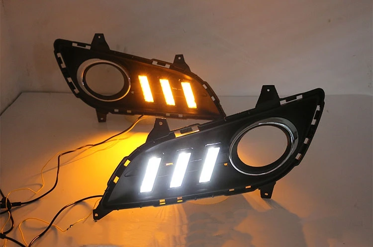 EOsuns led drl дневные ходовые огни для hyundai Elantra 2012- с динамическим движущимся желтым поворотным сигналом и синим ночным светом
