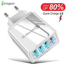 4 USB Charger Quick Charge 3.0 For Phone Adapter for iphone 11 Samsung Tablets UK EU Portable Fast Charging Wall Mobile Charger