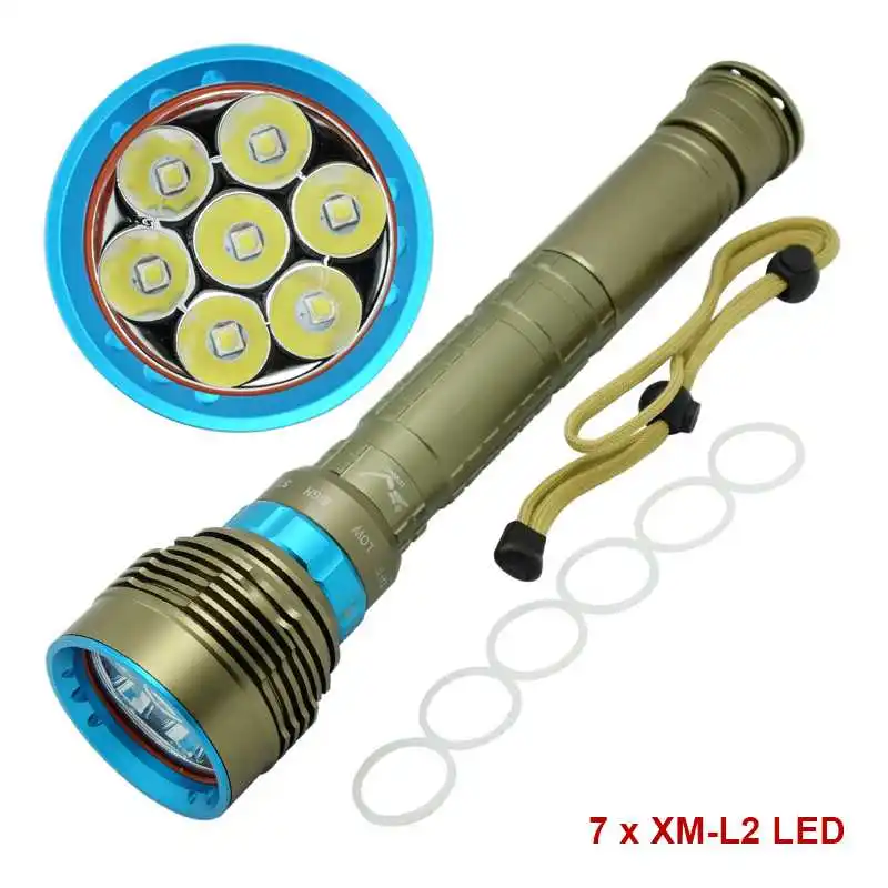 Подводный водонепроницаемый 7x XM-L2 U2 фонарь для дайвинга, мощный супер яркий светодиодный фонарик для подводного плавания 18650/26650, фонарь для дайвинга для охоты