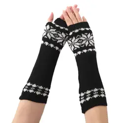Женские перчатки без пальцев зимняя Осенняя вязаная повязка на запястье теплые Mangas теплые однотонные вязаные длинные перчатки без пальцев