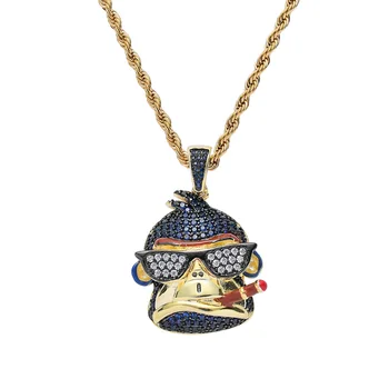 

Smoking Monkey Pendant with Sunglasses Copper Iced Out CZ Multicolor Necklace Men Women Hip Hop Entertainment Jewelry Gifts
