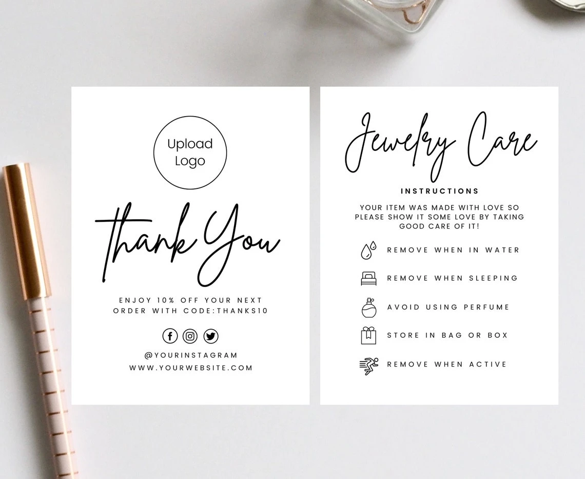 200Pcs Jewelry Care Card Printable Jewelry Care Instructions Minimalist  Jewelry Care Inserts Necklace Care Card|Business Cards| - AliExpress