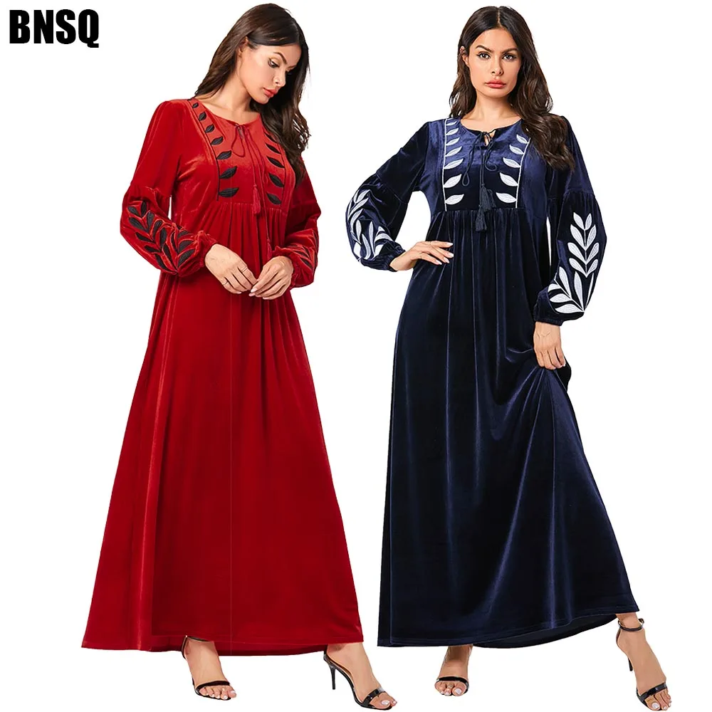 BNSQ арабское золото бархат вышитые абайя индийская одежда для женщин Punjabi Kurta вечерние макси с длинным рукавом пакистанские платья Восточный халат из марокена Турция Кафтан пакистанское платье