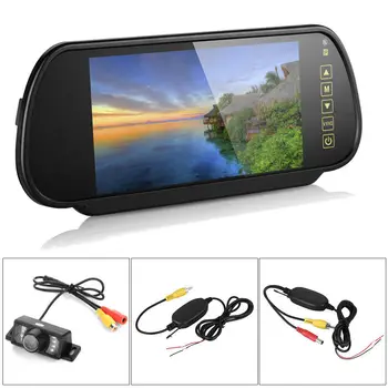 

7inch LCD Mirror Monitor And IR Wireless Rearview Camera Reversing Kits Car Truck Car Monitor And Video Power Cable