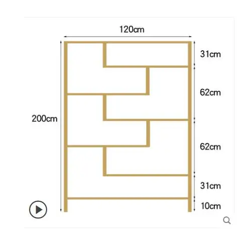 Нордическая Золотая книжная полка кованые железные стеллажи напольная современная простая оригинальная полка гостиная стеклянный шкаф-витрина - Цвет: 6