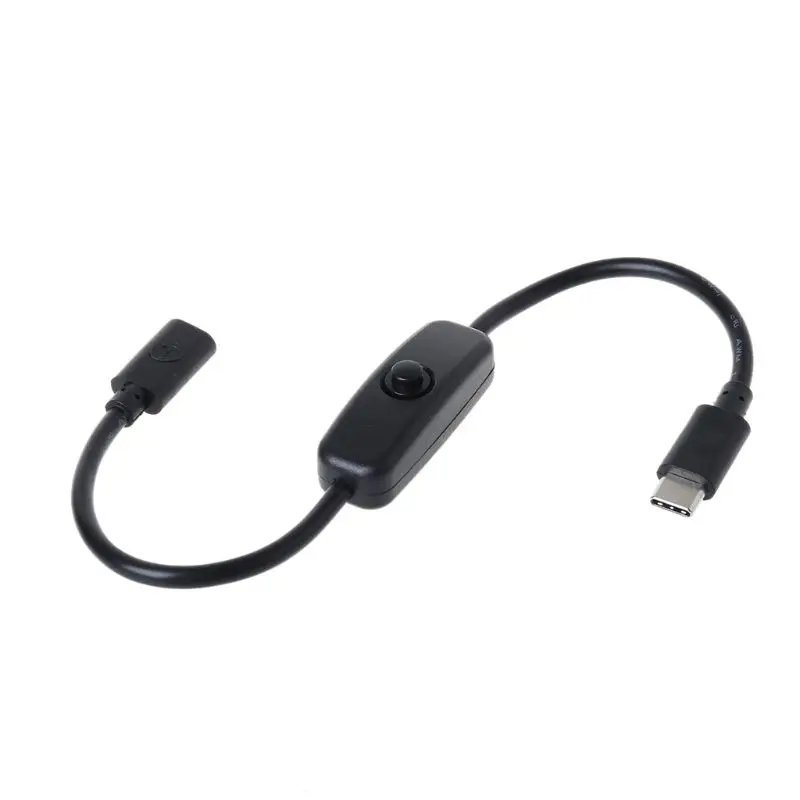 유형 C 전원 공급 장치 USB-C 남성-여성 확장 케이블 On Off 스위치 라스베리 파이 4 An-droid 휴대 전화 27cm