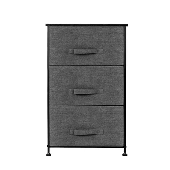 

【US Warehouse】3-Tier Dresser Drawer, Storage Unit with 3 Easy Pull Fabric Drawers and Metal Frame, Wooden Tabletop, for Closets,