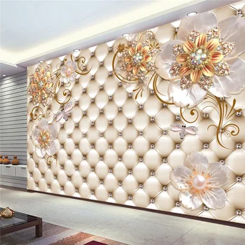 

Custom Any Size 3D Mural Wallpaper European Style Crystal Flower Photo Wall Painting Living Room Theme Hotel Luxury Decor Wall