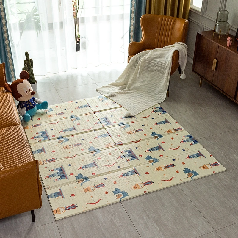 

200cmx180m XPE Baby Play Mat Foldable Play Double-sided Mat Waterproof Home Environmental Tasteless Baby Room Puzzle Road Carpet