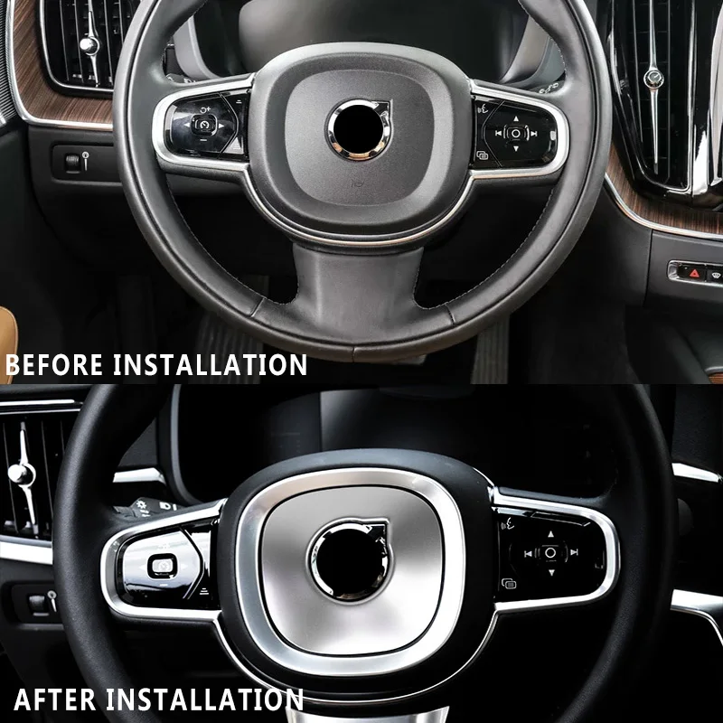 Для Volvo S90 XC90 декоративная рамка для рулевого колеса xc60 v90 специальные наклейки для интерьера из нержавеющей стали- автомобильные аксессуары