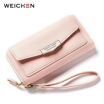 

Envelope Long Pu Leather Women Wallet 2020 Wristlet Women Purse Clutch Brand Designer female Wallet Big lady Phone Coin Purse