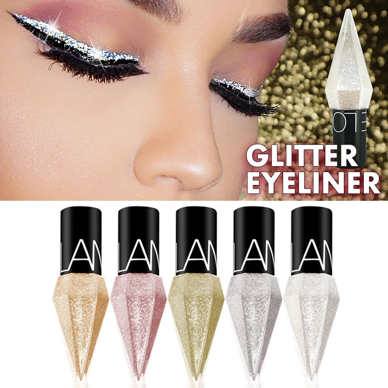 New Professional Shiny Eye Liners Cosmetics for Women Pigment Silver Rose Gold Color Liquid Glitter Eyeliner Cheap Makeup 3