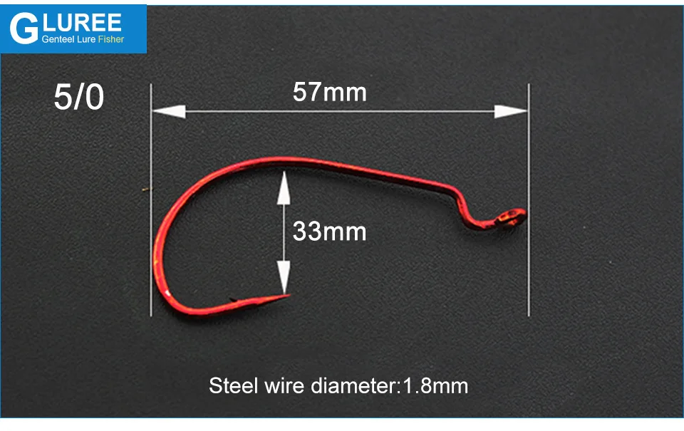 GLUREE 50 шт./лот рыболовные крючки из высокоуглеродистой стали красный кривошипный крючок для мягкой приманки высокое качество рыболовный крючок рыболовные снасти аксессуары