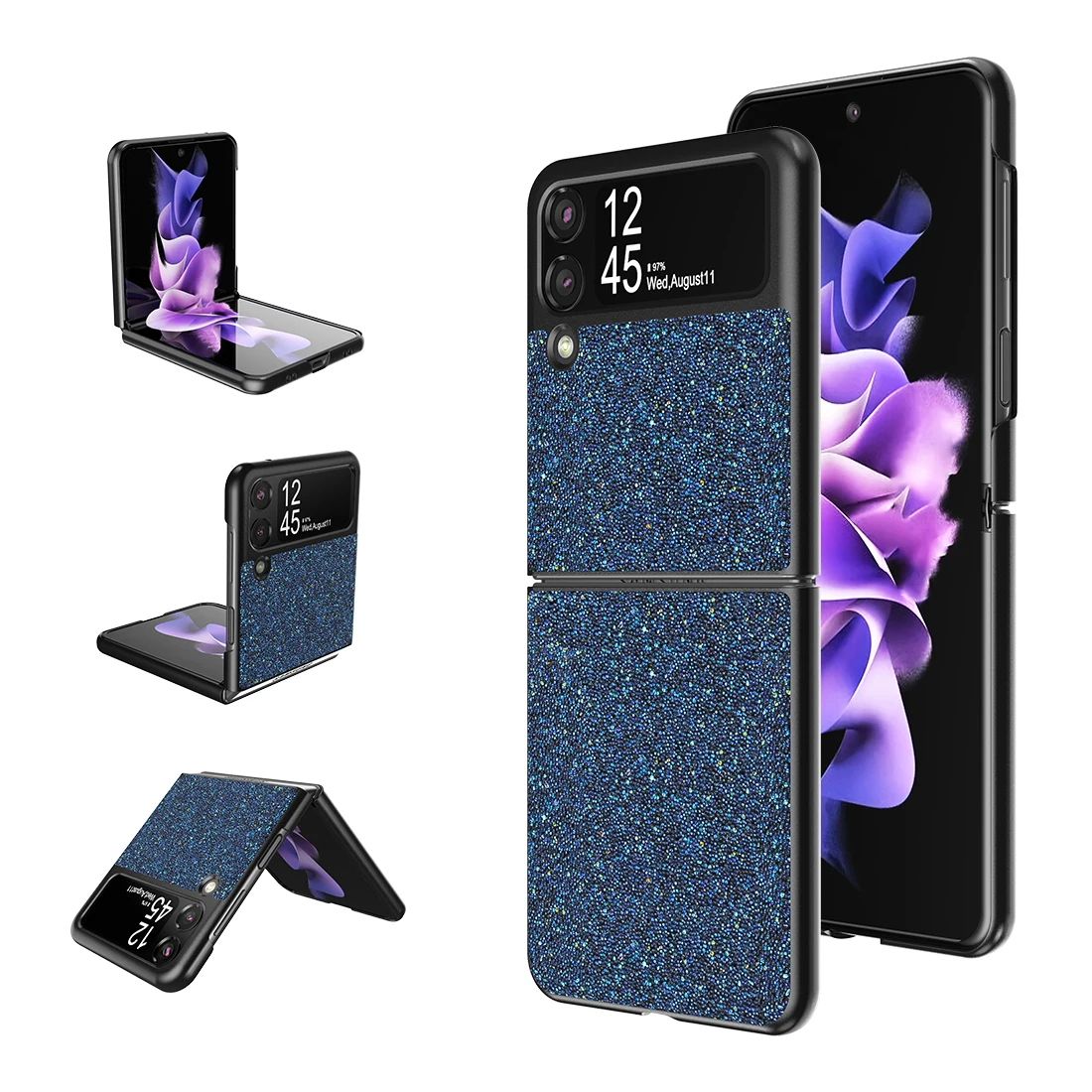 

Чехол-книжка для Samsung Galaxy Z, противоударный, из углеродного волокна, с драгоценными камнями, Z Flip 3 5G