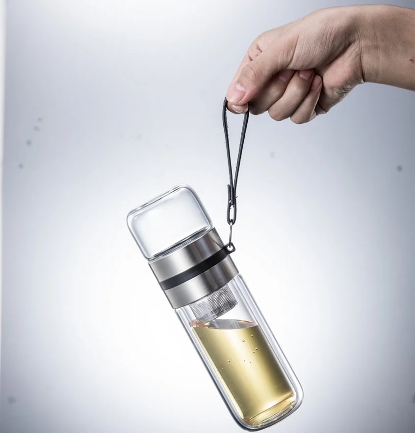 Спортивные бутылки для воды стеклянная бутылка с наполнителем чая портативная