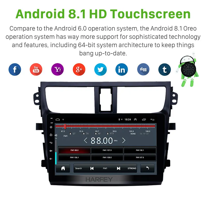 Harfey Автомобильный gps радио плеер Android 8 1 Navi 9 "стерео для Suzuki Celerio 2015 2018 головное