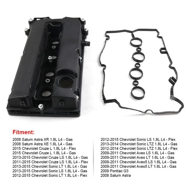 A-Premium Aluminum Valve Cover Kit For Chevy Cruze, Sonic, Trax, Aveo - L4 1.6L 1.8L Engine Replacement