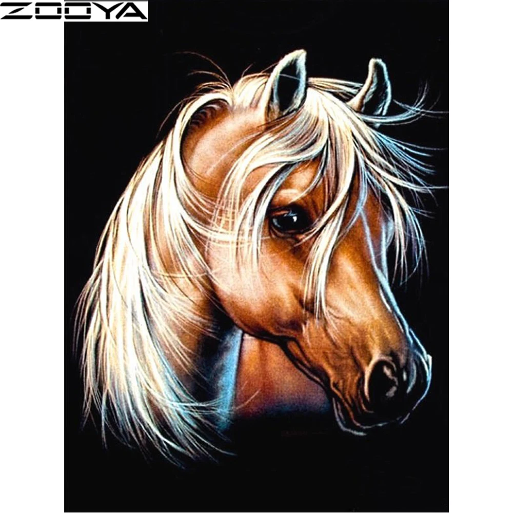 ZOOYA Алмазная Картина лошадь наборы для вышивки крестом Алмазная вышивка Стразы картина домашний декор рукоделие мозаика животные R1416 - Цвет: R1416-1