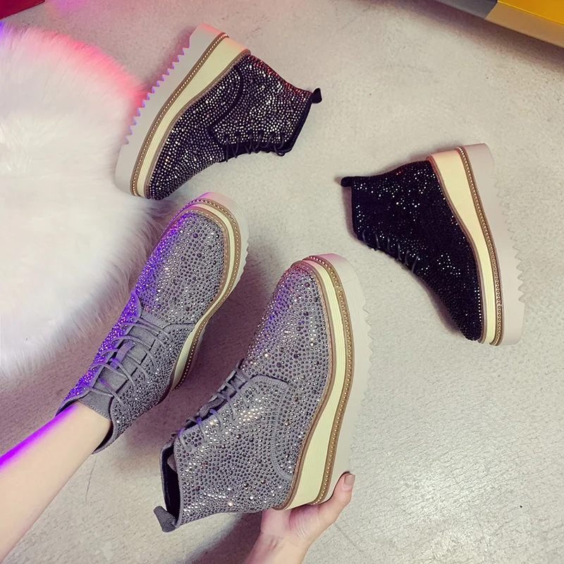 

Cross Women's Shoes Crystal Clogs Platform Modis Casual Female Sneakers Oxfords Square Toe Rhinestone Creepers Nurse 2019